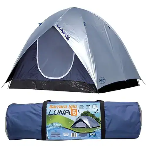 A Barraca Luna da MOR é uma opção retangular para até 5 pessoas, voltada para acampamentos de lazer em clima ameno a moderado.